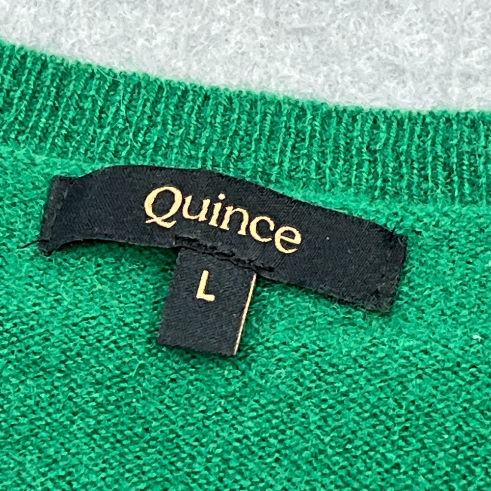 Quince Sweater Women's Large Green Mongolian 100% Cashmere Crewneck Pullover Top - Picture 2 of 11